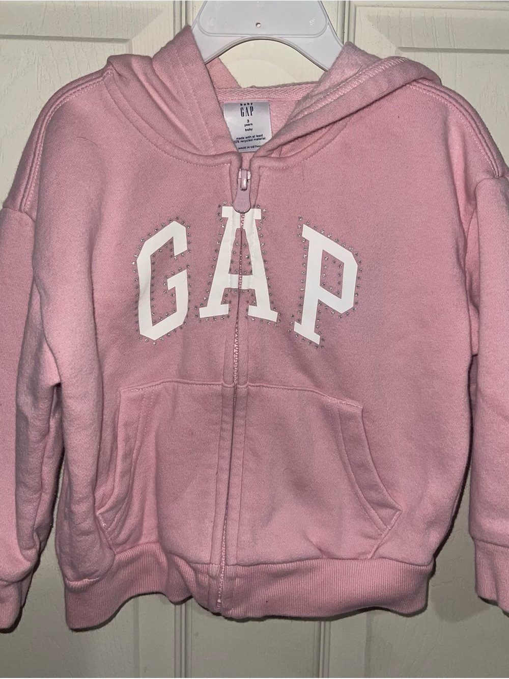 GAP Girls Light Pink Zip Hoodie with White Logo
